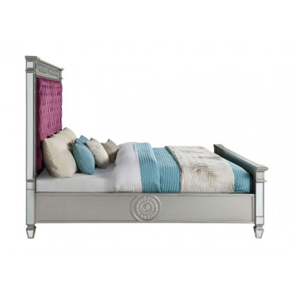 ACME Varian CK Bed - Burgundy Velvet/Mirrored