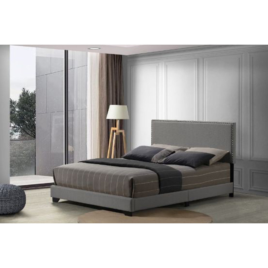 ACME Leandros Queen Bed - Light Gray Fabric