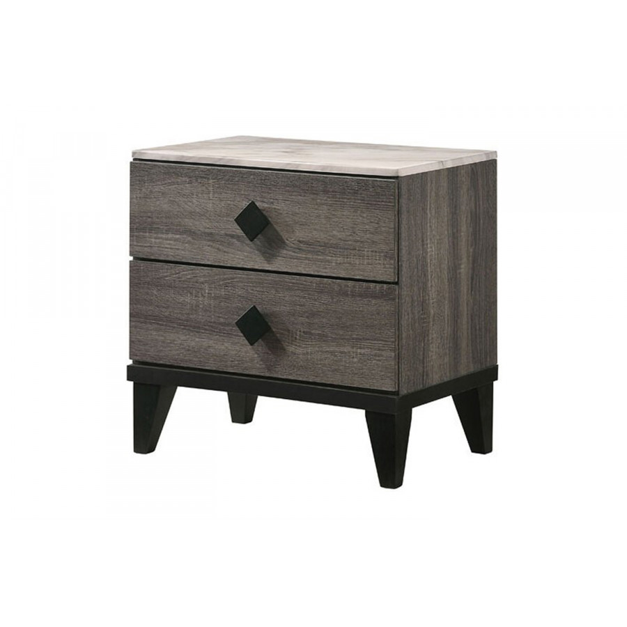 ACME - Avantika Nightstand in Faux Marble Top/Rustic Gray Oak