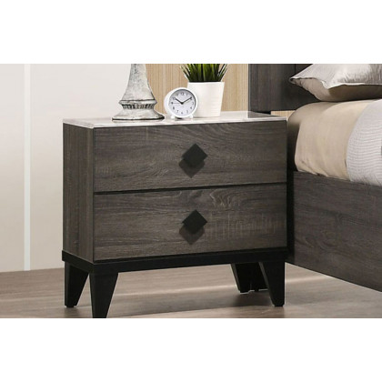 ACME - Avantika Nightstand in Faux Marble Top/Rustic Gray Oak