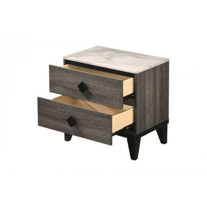 ACME - Avantika Nightstand in Faux Marble Top/Rustic Gray Oak