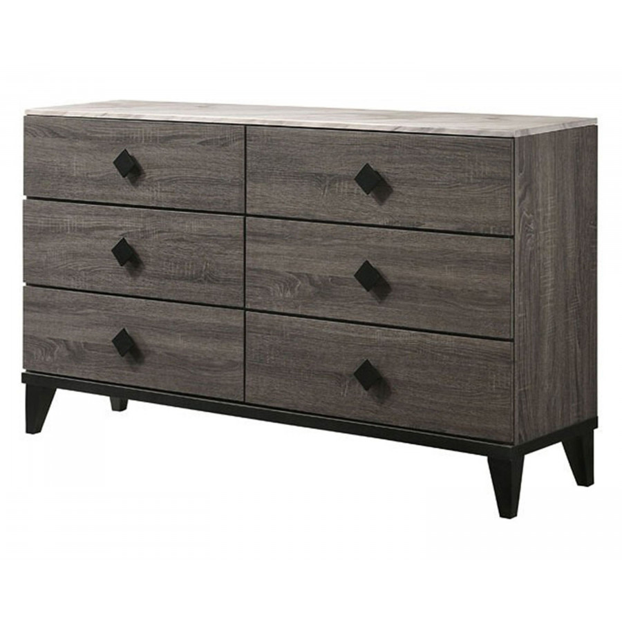 ACME - Avantika Dresser in Faux Marble Top/Rustic Gray Oak
