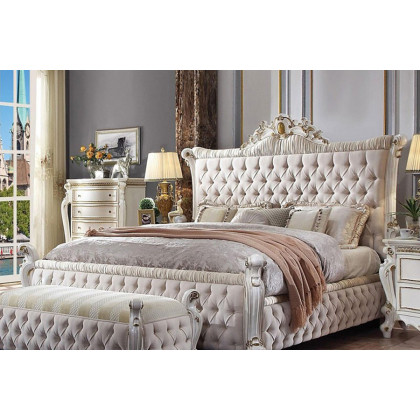 ACME Picardy Poster Upholstered Bed Antique Pearl - King Size