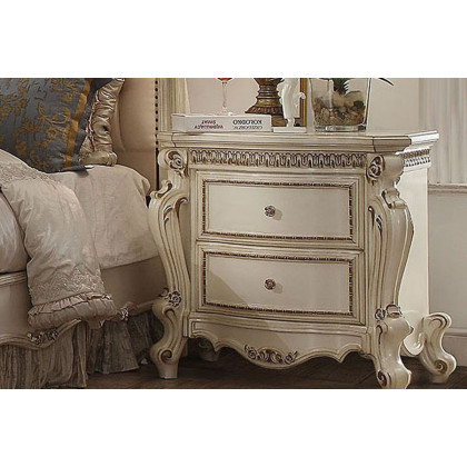 ACME - Picardy Poster Upholstered Bed Antique Pearl
