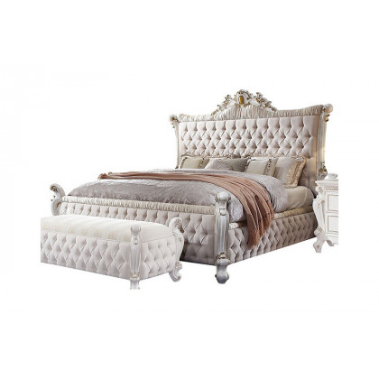 ACME - Picardy Poster Upholstered Bed Antique Pearl