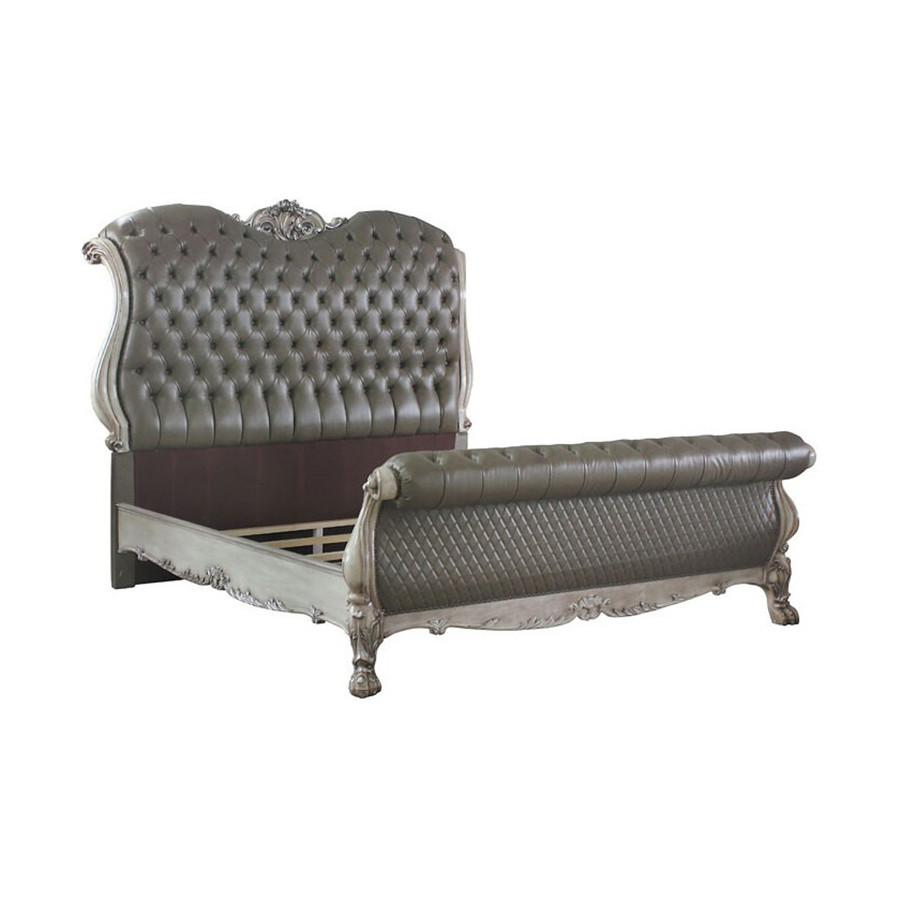 ACME Dresden Sleigh Bed - Vintage Bone White, Queen Size