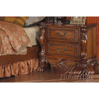 ACME Dresden Sleigh Bed - Cherry Oak, Queen Size