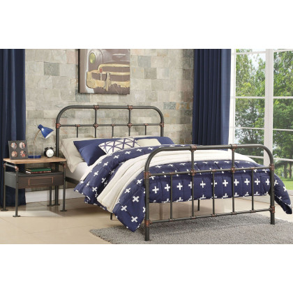 ACME Nicipolis Sandy Gray Metal Bed - Full Size