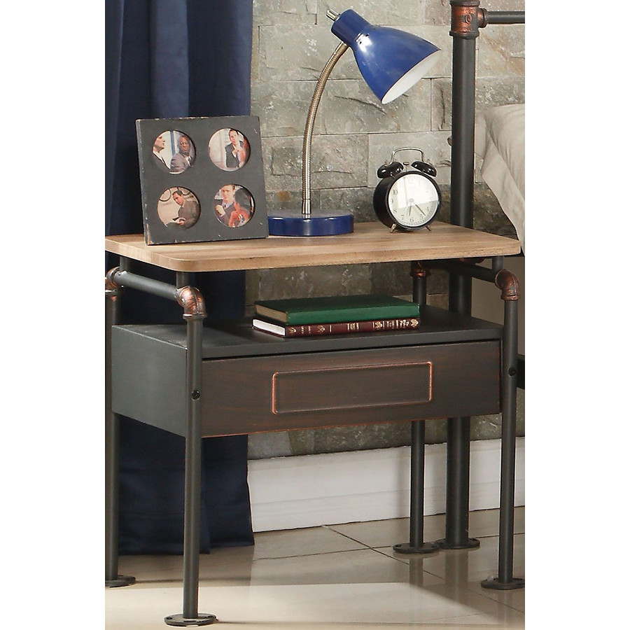 ACME - Nicipolis Nightstand in Antique Oak/Sandy Gray