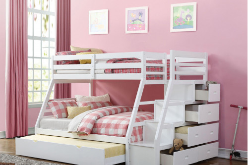 ACME™  - Jason White Twin Over Full Bunk Bed with Trundle