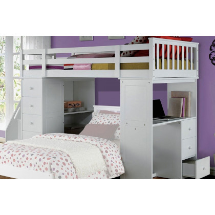 ACME - Freya Twin Loft Bed with Storage in White