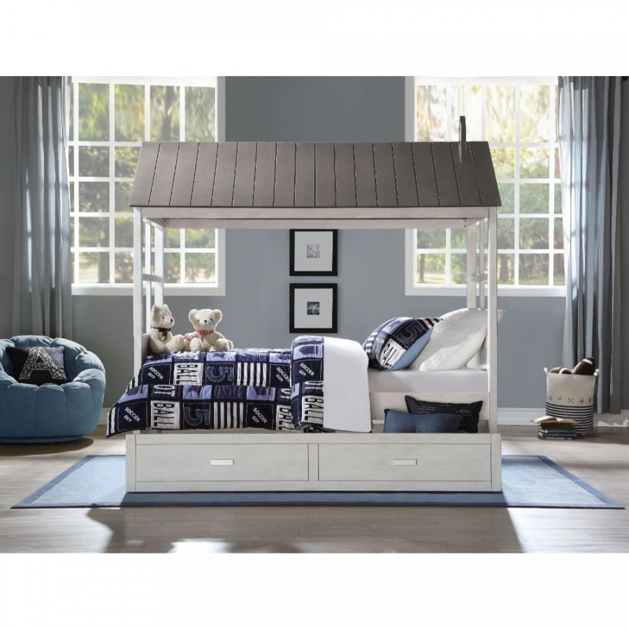 ACME - Tree House II Trundle (Twin) in Weathered White/Washed Gray