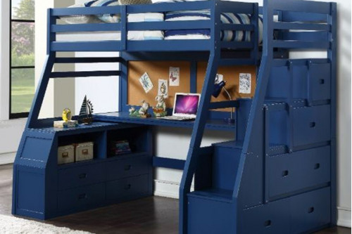 ACME™  - Jason II Storage Twin Loft Bed in Navy Blue