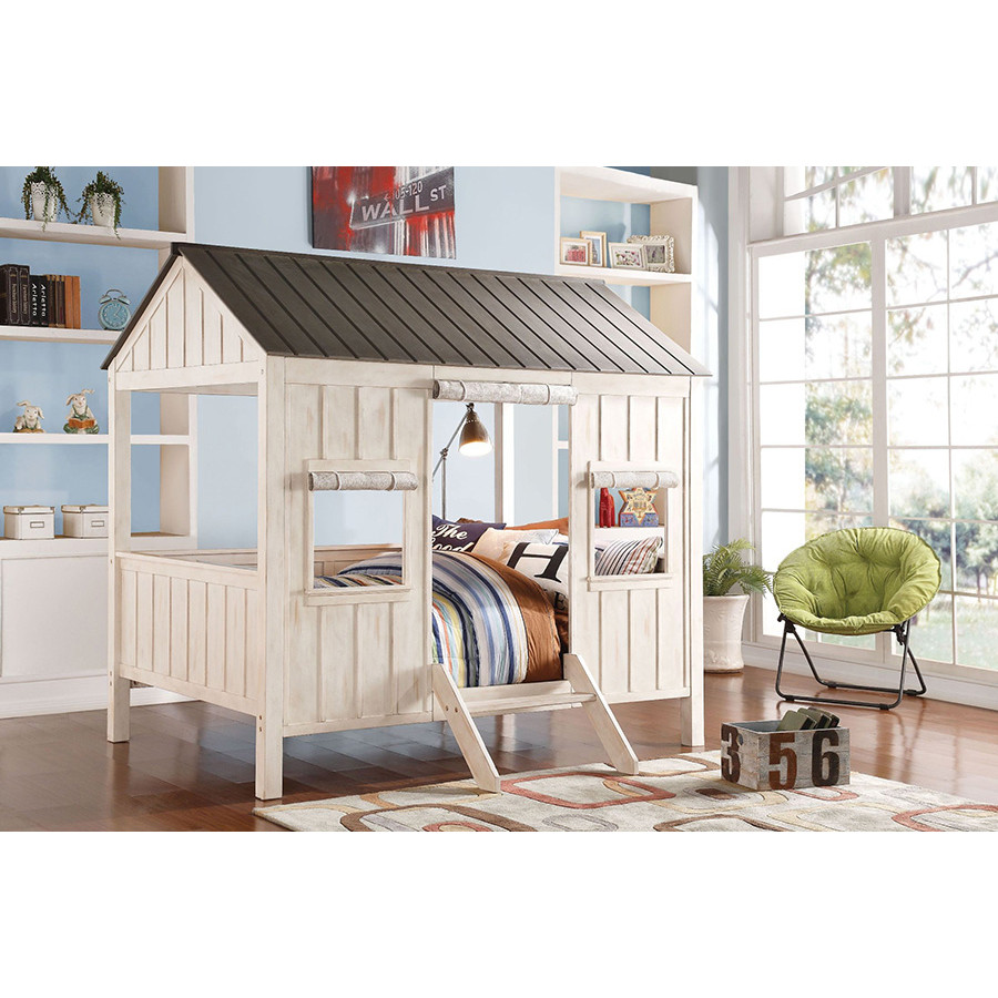 ACME Spring Cottage Full Size Bed - Weathered White and Washed Gray