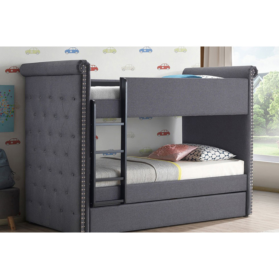 ACME Romana II Twin over Twin Bunk Bed with Trundle - Gray