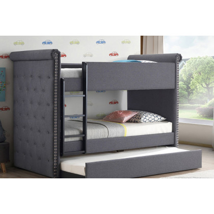 ACME Romana II Twin over Twin Bunk Bed with Trundle - Gray