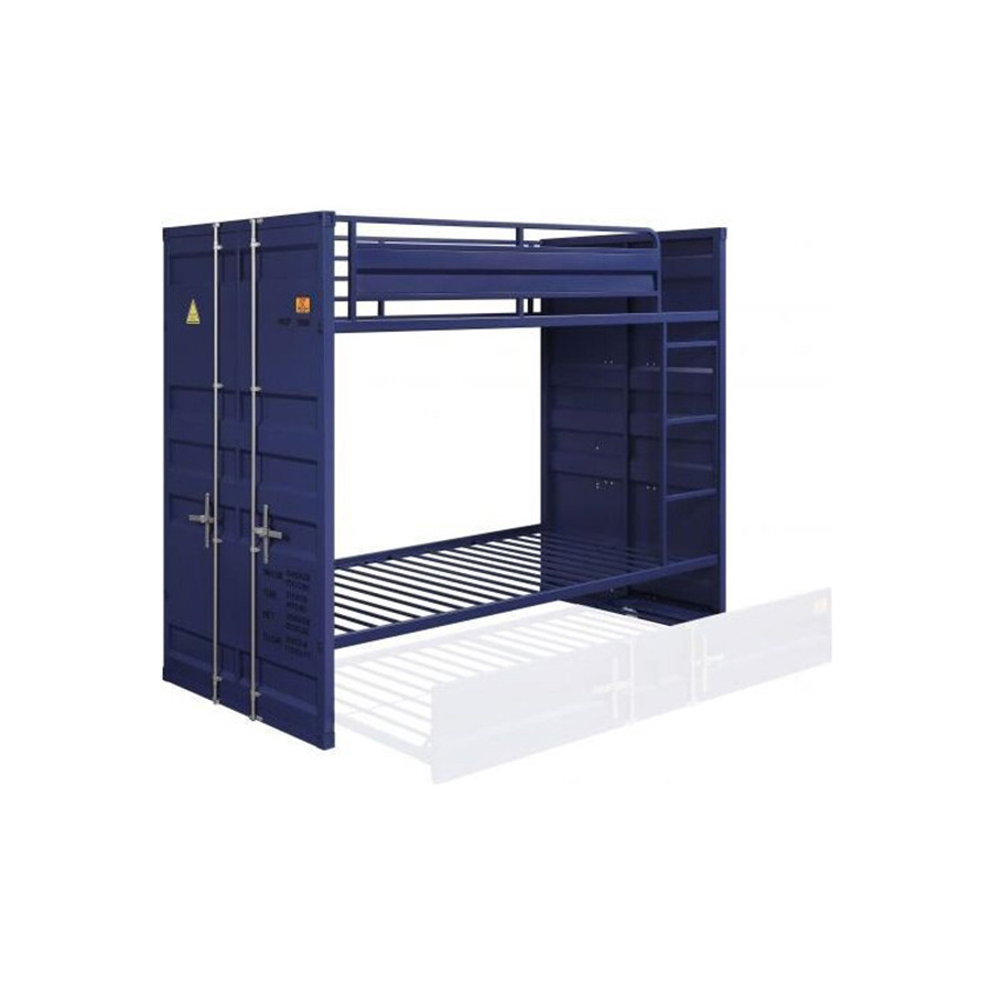 ACME Cargo Twin Over Twin Bunk Bed - Blue, H 66"