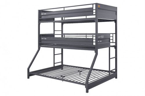 ACME™  - Cargo Twin Over Twin Over Full Triple Bunk Bed in Gunmetal Finish