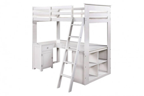 ACME™  - Ambar Loft Bed with Chest, Desk and Bookcase in Light Gray