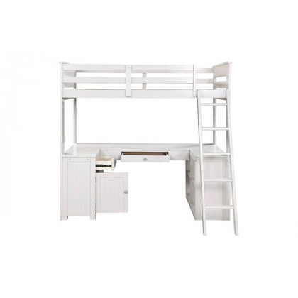 ACME - Ambar Twin Loft Bed with Desk/Bookcase/Chest in Light Gray
