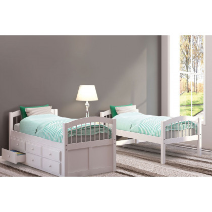 ACME Micah Twin over Twin Bunk Bed with Drawer Trundle - White