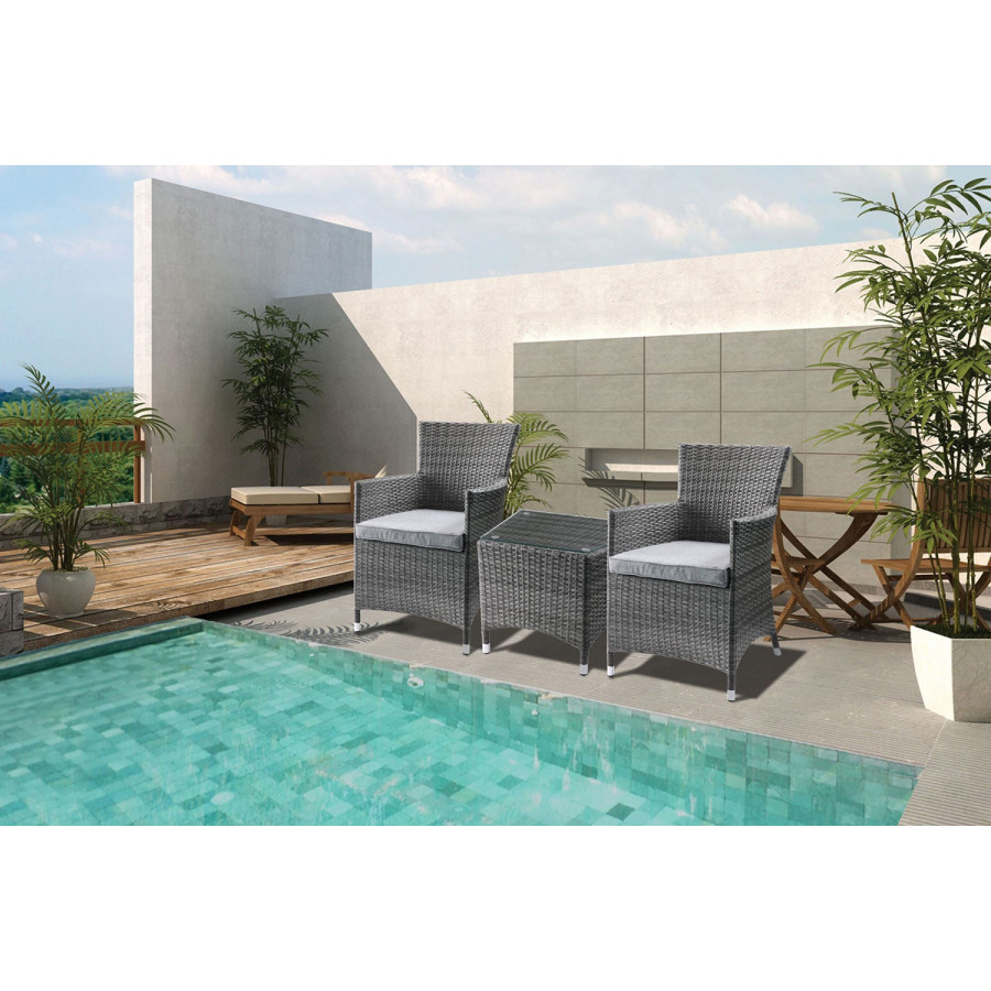 ACME - Tashelle 3PC Pack Patio Bistro Set in Gray Wicker