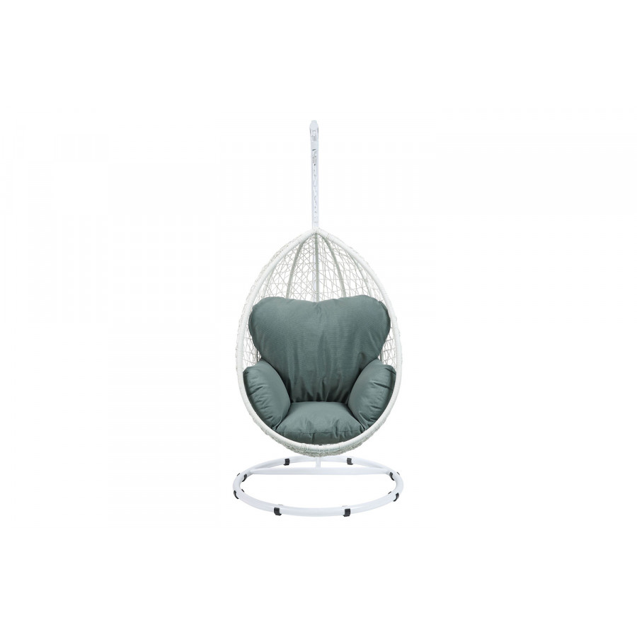 ACME Simona Patio Swing Chair with Stand - Wicker White
