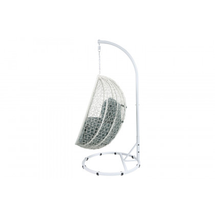 ACME Simona Patio Swing Chair with Stand - Wicker White