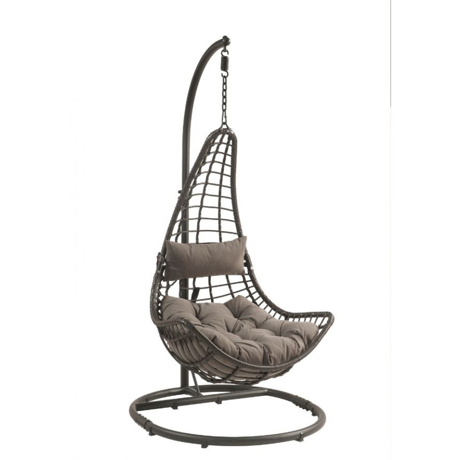 ACME - Uzae Hanging Chair in Gray/Charcoal Wicker
