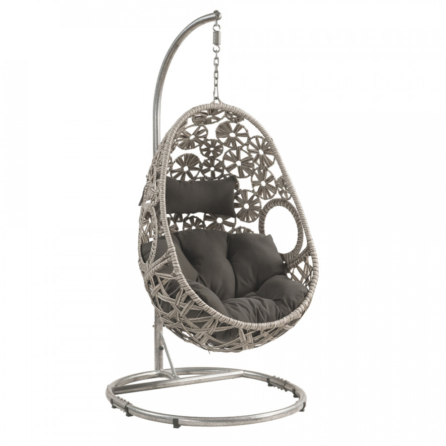 ACME - Sigar Hanging Chair in Light Gray/Wicker