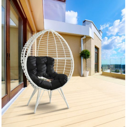 ACME - Galzed Patio Lounge Chair in Black/White Wicker