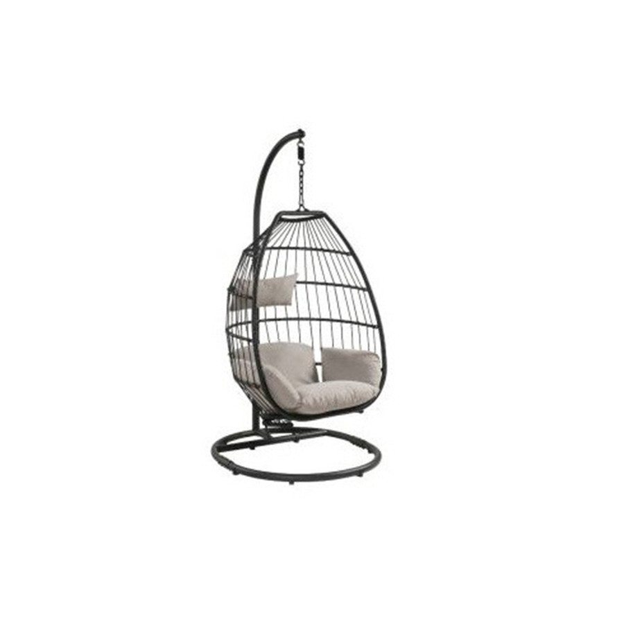 ACME - Oldi Hanging Chair in Beige/Black Wicker