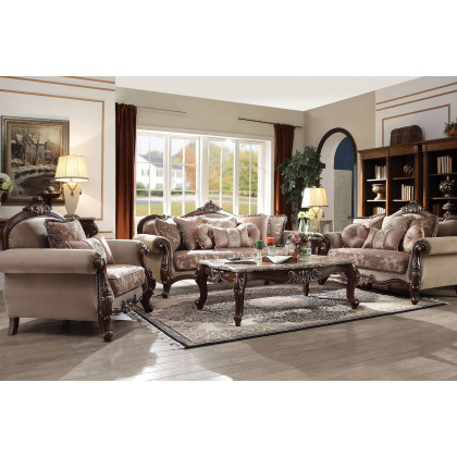 ACME - Mehadi Chair with 2 Pillows in Velvet/Walnut