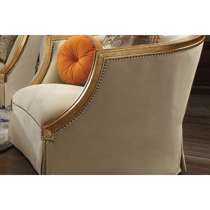 ACME - Daesha Chair with 2 Pillows in Tan Flannel/Antique Gold