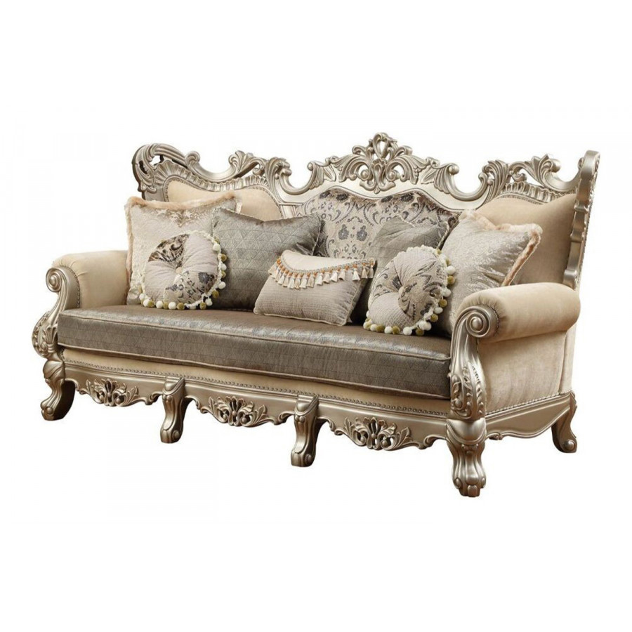 ACME - Ranita Sofa with 7 Pillows in Champagne