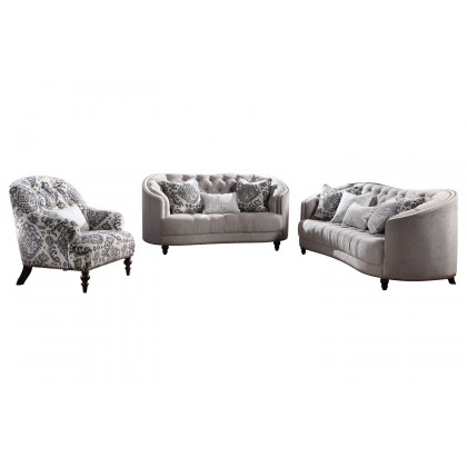 ACME - Saira Loveseat with 3 Pillows in Light Gray