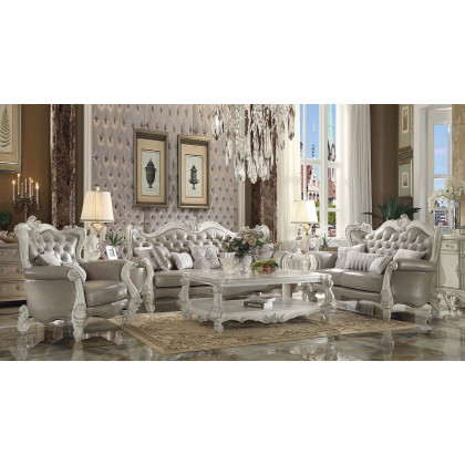 ACME - Versailles Sofa with 7 Pillows in Vintage Gray/Bone White