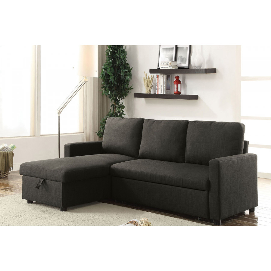 ACME - Hiltons Sectional Sofa in Charcoal Linen