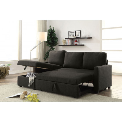 ACME - Hiltons Sectional Sofa in Charcoal Linen