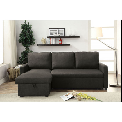 ACME - Hiltons Sectional Sofa in Charcoal Linen