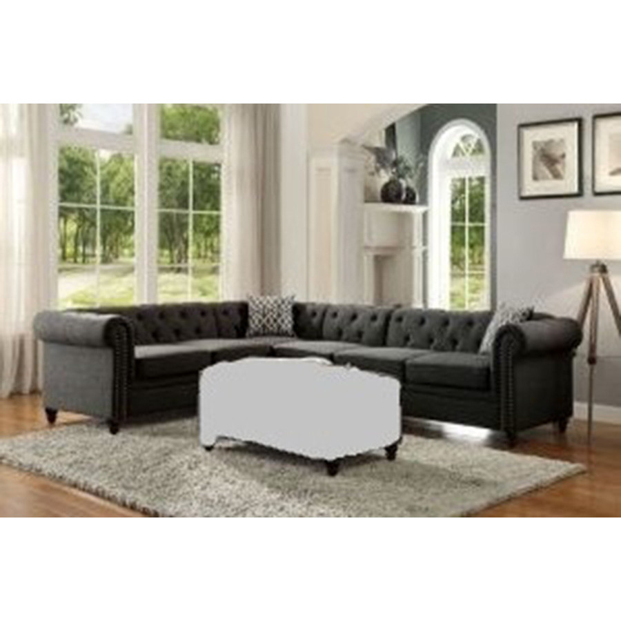ACME - Aurelia II Sectional Sofa with 2 Pillows in Charcoal Linen