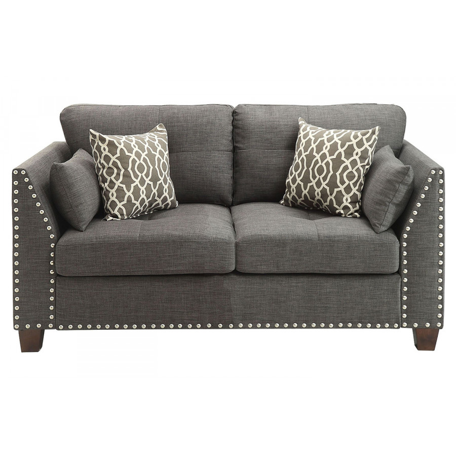 ACME - Laurissa Loveseat with 4 Pillows in Light Charcoal