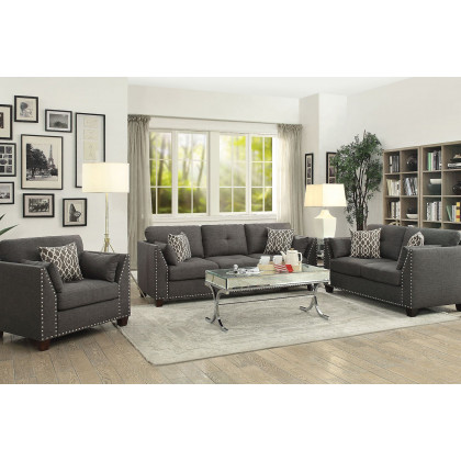 ACME - Laurissa Loveseat with 4 Pillows in Light Charcoal