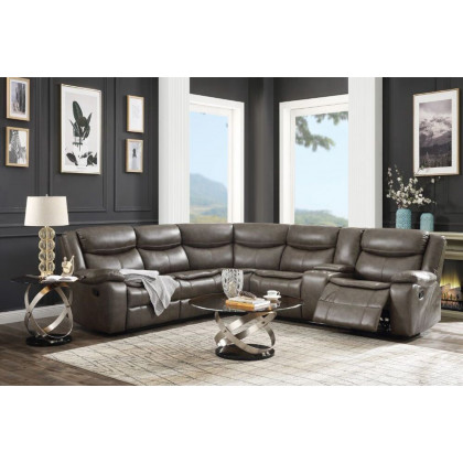 ACME Tavin Motion Sectional Sofa - Taupe Leather