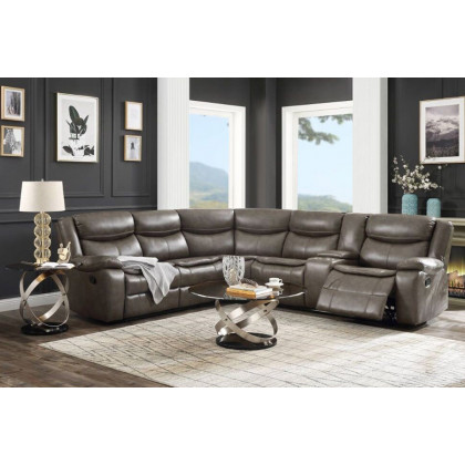 ACME Tavin Motion Sectional Sofa - Taupe Leather