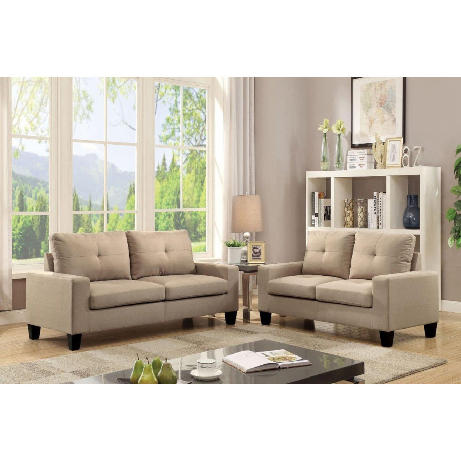 ACME Platinum II Sofa and Loveseat Set - Beige Linen