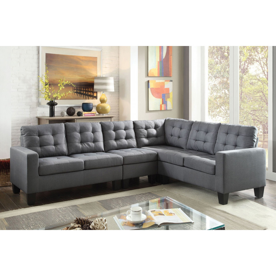 ACME - Earsom Sectional Sofa in Gray