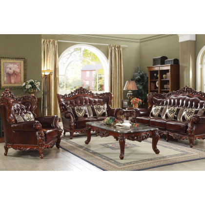 ACME - Eustoma Sofa in Cherry Match/Walnut