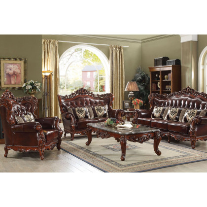 ACME - Eustoma Loveseat in Cherry Match/Walnut