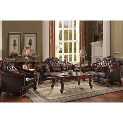 ACME Vendome II Loveseat with 3 Pillows - Dark Brown/Cherry